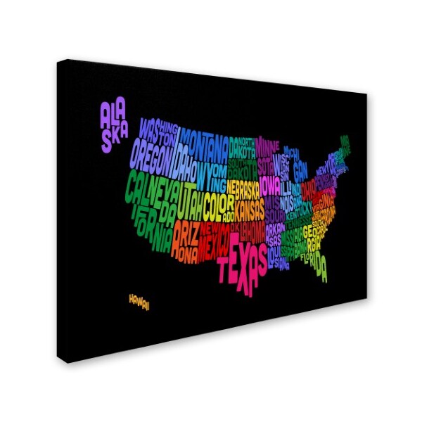 Michael Tompsett 'USA States Txt Map' Canvas Art,14x19